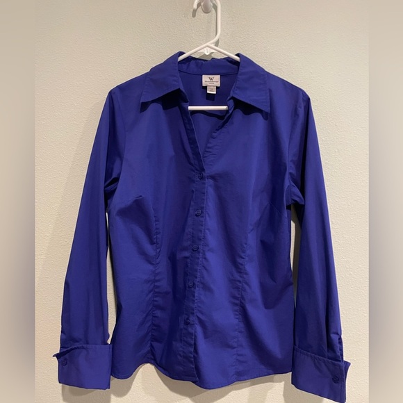 Women’s Deep Purple Worthington stretch button down shirt. Size 14 - Picture 1 of 5